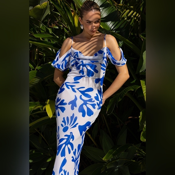 Creation Concept Maxi Dress - White/Blue Botanica - Picture 3 of 3